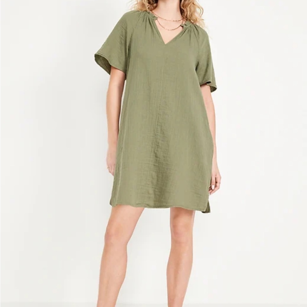 Old Navy Sage Green Ruffle Trim Dress